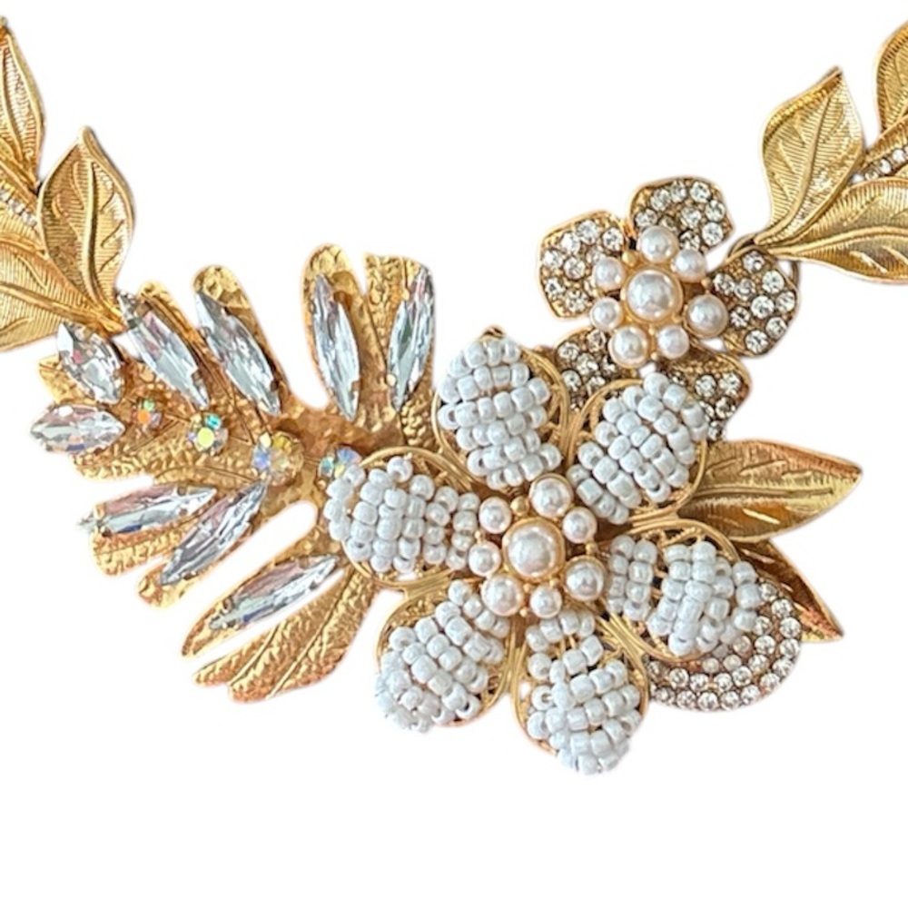 Joan Rivers Vintage 1990's Floral Statement Collar Necklace - Picture 4 of 4